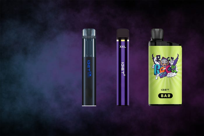 A collection of IGET vapes showcasing various options.